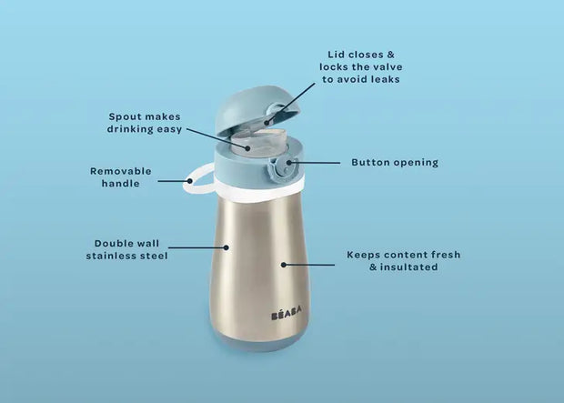 BEABA Stainless Steel Kids Water Bottle
