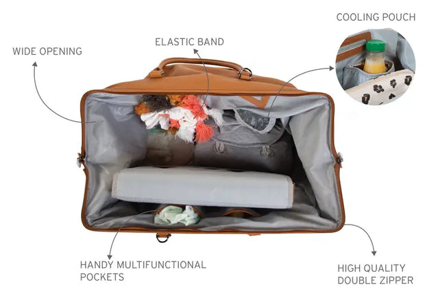 Childhome Mommy Bag, XL Diaper Bag - Leatherlook Brown