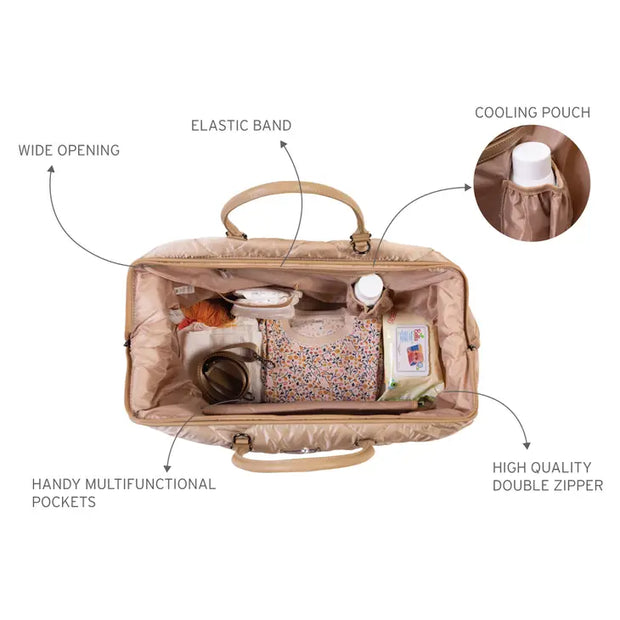 Childhome Mommy Bag, XL Diaper Bag - Puffer Beige