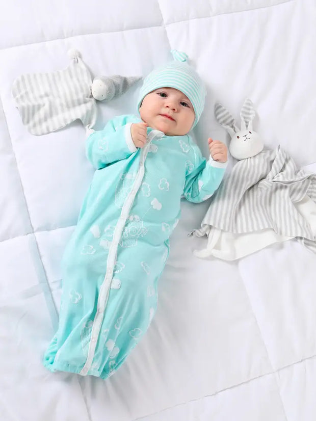 Organic Baby Convertible Romper - Popcorn Print
