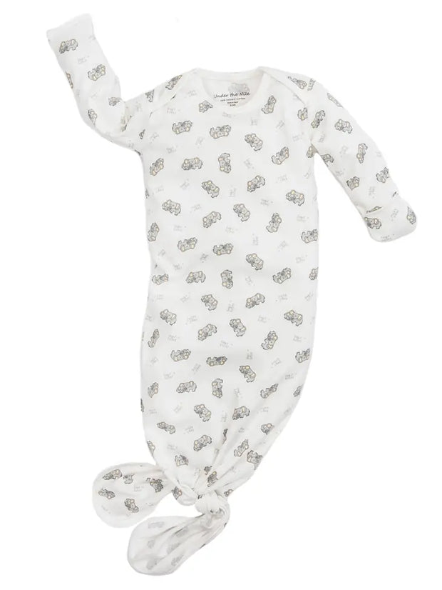 Organic Baby Knotted Gown - Hugs and Kisses Print