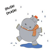 Organic Baby LS Bodysuit - Splash Hippo Screenprint
