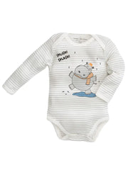 Organic Baby LS Bodysuit - Splash Hippo Screenprint