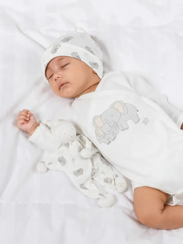 Organic Baby LS Side Snap Bodysuit - Elephant Screenprint