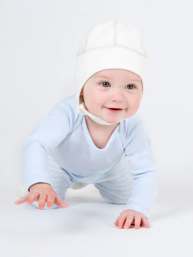 Organic Baby Long Sleeve Lap Shoulder Bodysuit - Blue