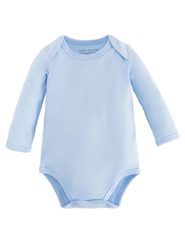 Organic Baby Long Sleeve Lap Shoulder Bodysuit - Blue