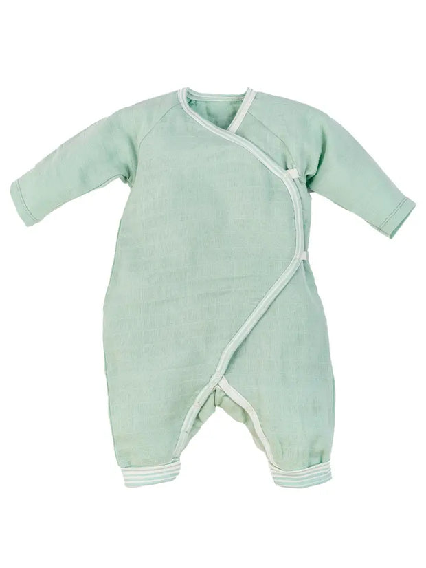Organic Baby Muslin Side Snap Kimono - Sea Breeze
