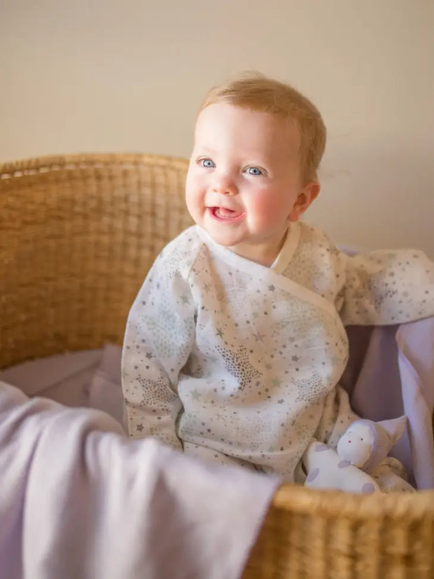 Organic Baby Muslin Side Snap Kimono - Twinkle Stars