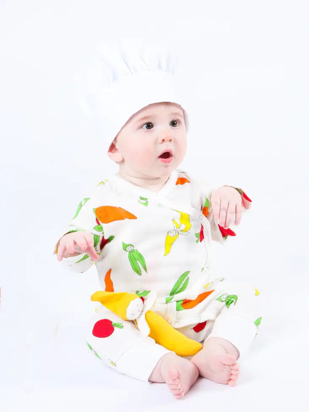 Organic Baby Muslin Side Snap Kimono - Veggie Print