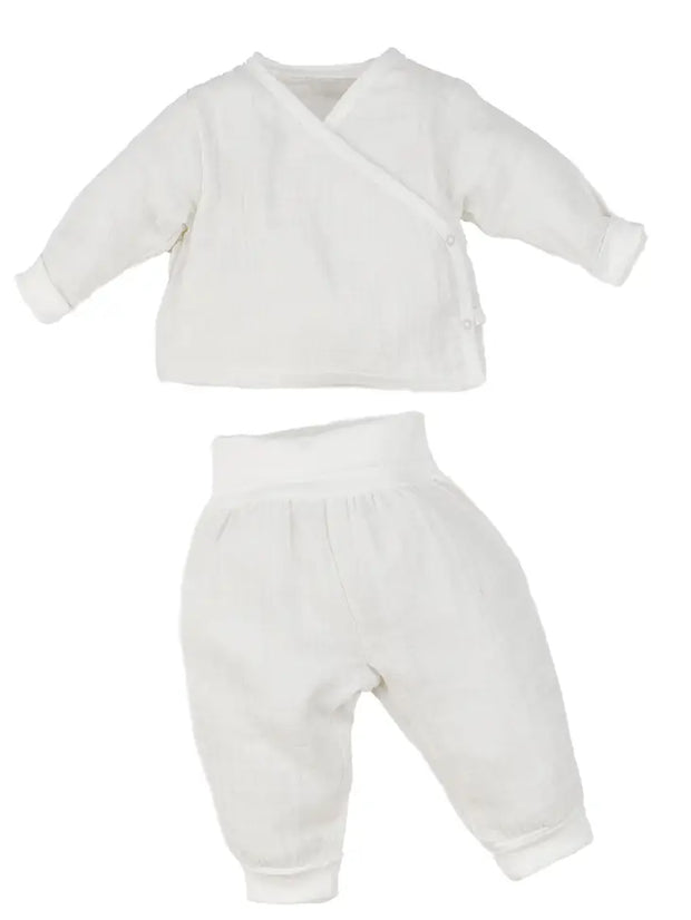 Organic Baby Muslin Top Pant Set - White