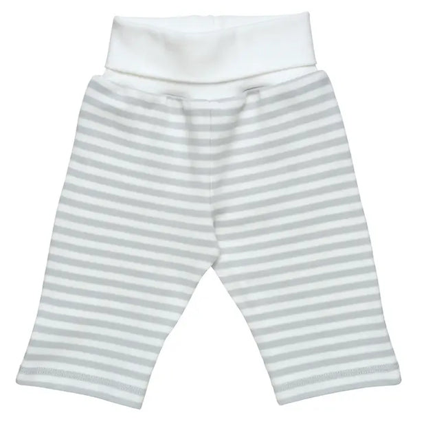 Organic Baby Rolled Waist Pant - Grey Stripe