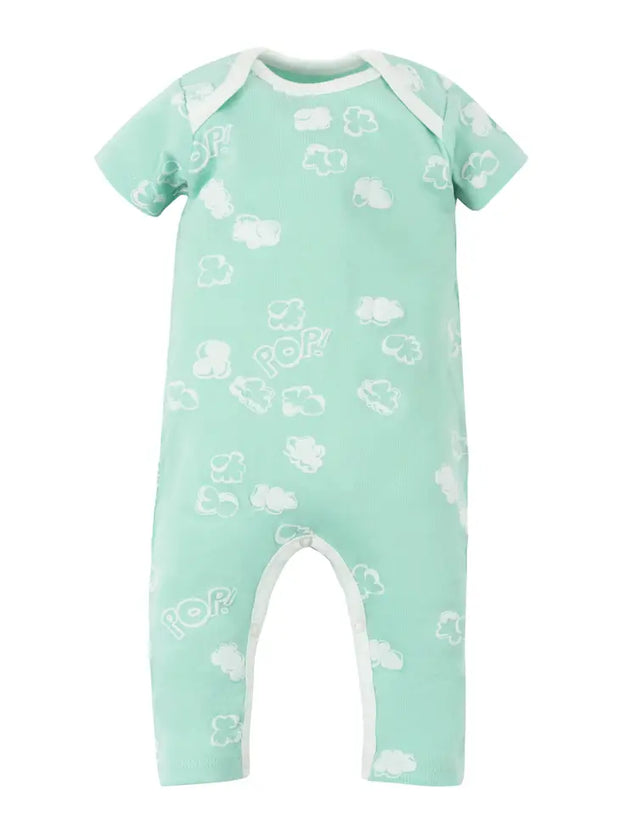 Organic Baby Short Sleeve Romper - Popcorn Print