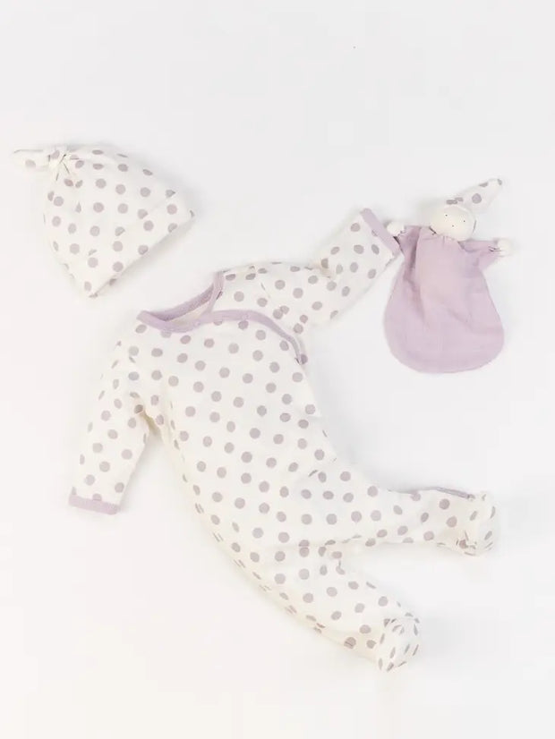 Organic Baby Side Snap Footie - Lavender Dot