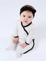 Organic Baby Side Snap Footie - Polka Dot Print
