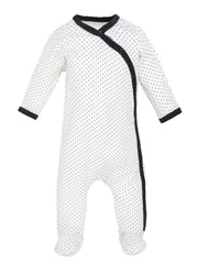 Organic Baby Side Snap Footie - Polka Dot Print