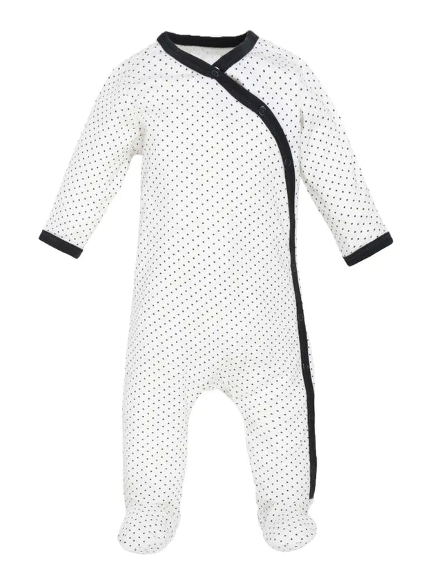 Organic Baby Side Snap Footie - Polka Dot Print