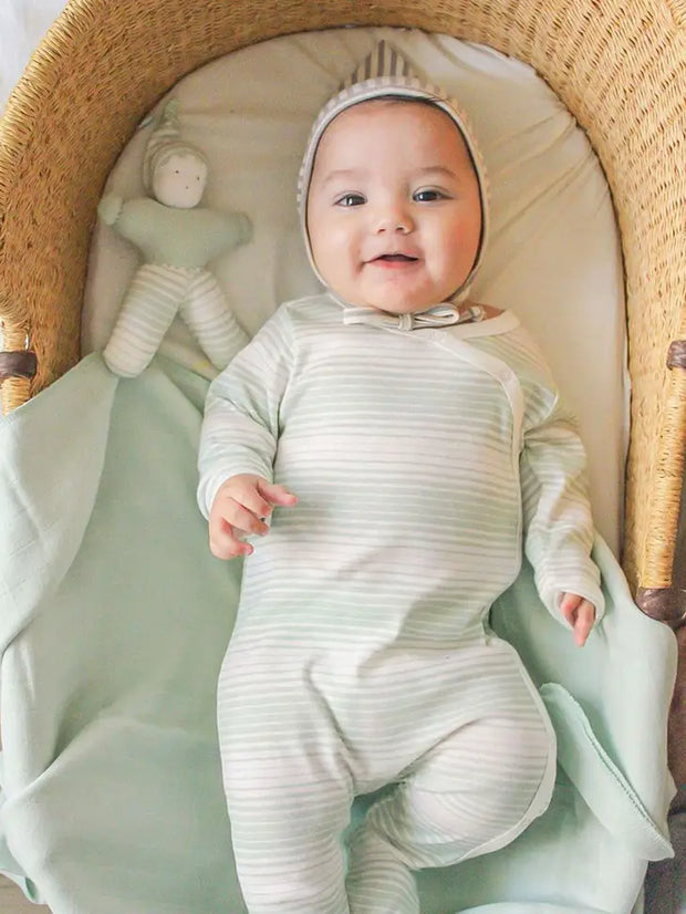 Organic Baby Side Snap Footie - Sea Breeze Stripe
