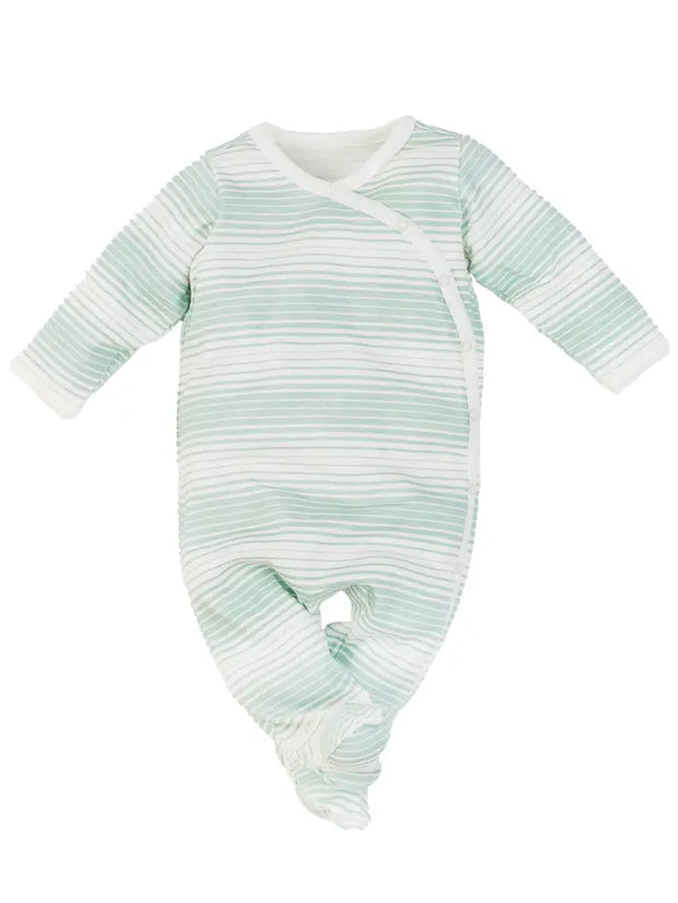 Organic Baby Side Snap Footie - Sea Breeze Stripe