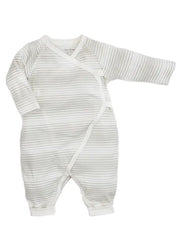 Organic Baby Side Snap Kimono - Grey Ombre Stripe