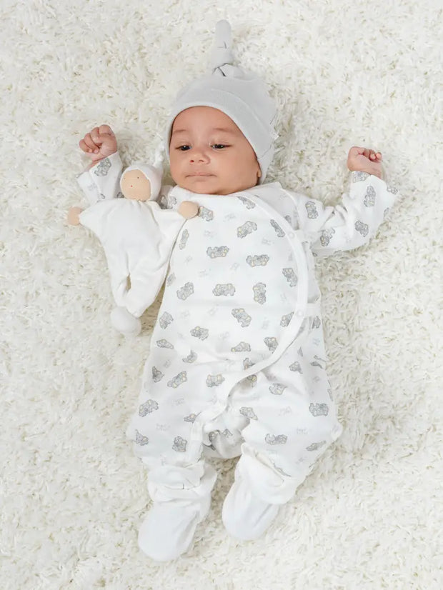 Organic Baby Side Snap Kimono - Hugs and Kisses Print