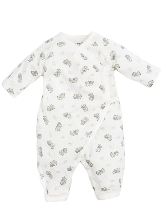 Organic Baby Side Snap Kimono - Hugs and Kisses Print