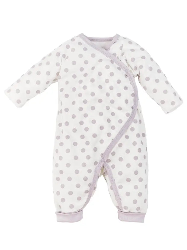 Organic Baby Side Snap Kimono - Lavender Dot