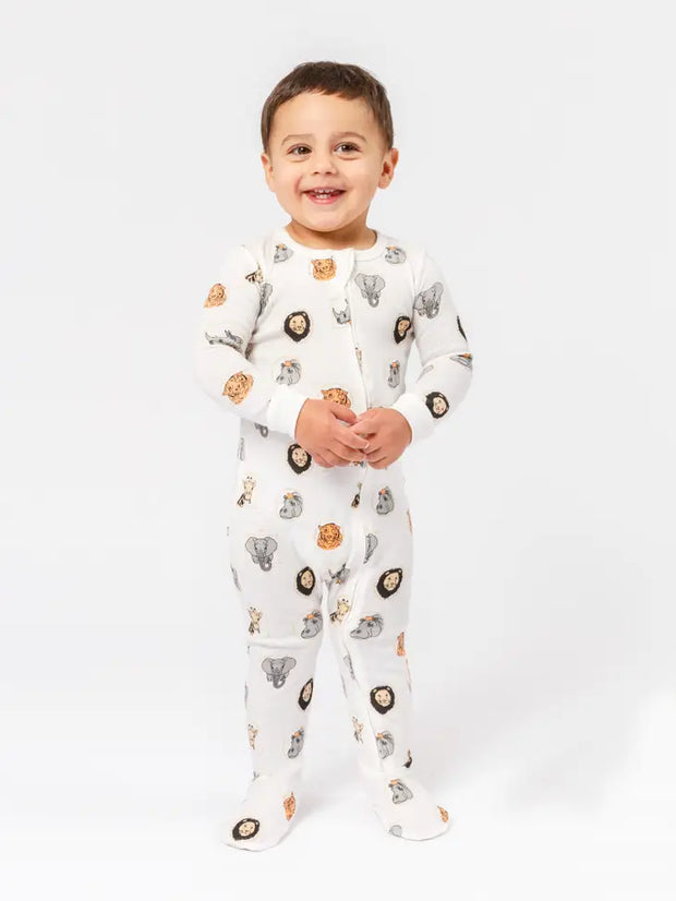 Organic Baby Side Zipper Footie - Animal Print