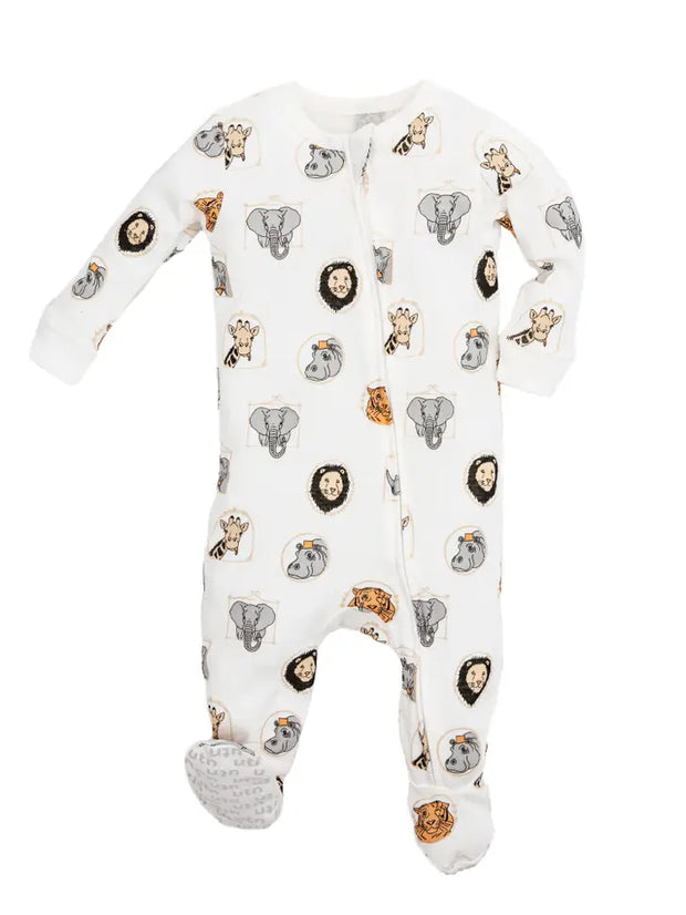 Organic Baby Side Zipper Footie - Animal Print