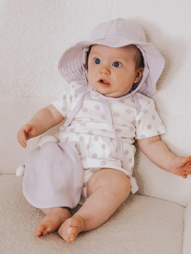 Organic Baby Skirted Dress Bodysuit - Lavender Dot