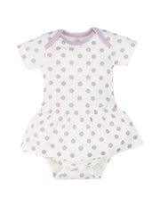 Organic Baby Skirted Dress Bodysuit - Lavender Dot