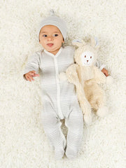 Organic Baby Snap Front Footie - Grey Ombre Stripe