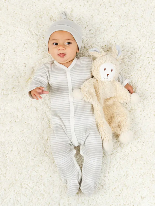 Organic Baby Snap Front Footie - Grey Ombre Stripe
