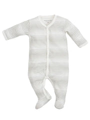 Organic Baby Snap Front Footie - Grey Ombre Stripe