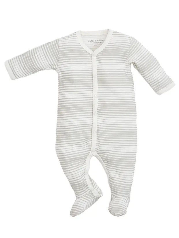 Organic Baby Snap Front Footie - Grey Ombre Stripe