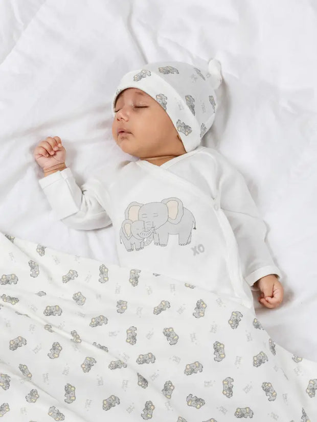 Organic Baby Swaddle Blanket - Hugs and Kisses Print