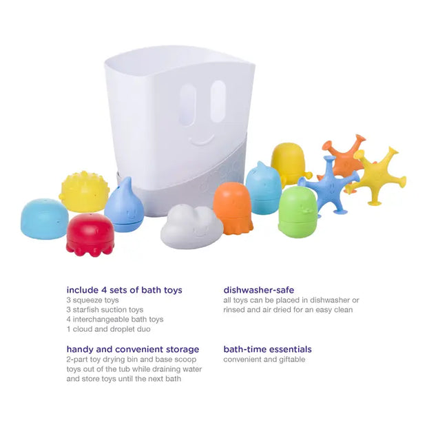 Bath Time Essential Gift Set, Includes Drying Bin & 11 Toys