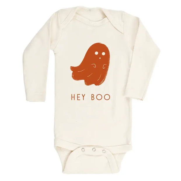 Hey Boo Ghost Organic Cotton Baby Bodysuit | Long Sleeve