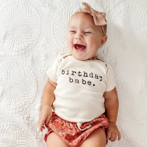 Birthday Babe Organic Cotton Baby Bodysuit | Short Sleeve