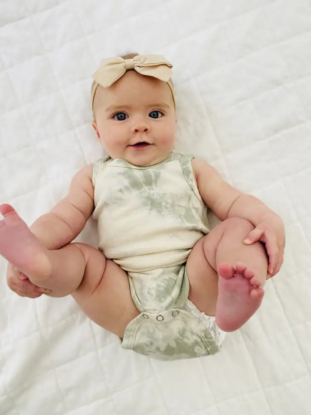Tie Dye Tank Top Organic Cotton Bodysuit One Piece | Sage