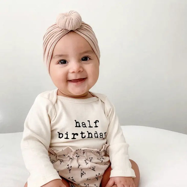Half Birthday Organic Cotton Baby Bodysuit | Long Sleeve
