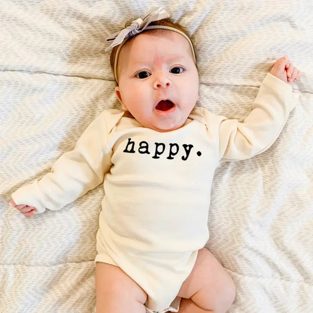 Happy Organic Cotton Baby Bodysuit | Long Sleeve
