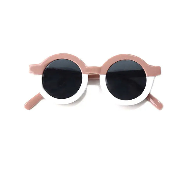 Kids Round Retro Two Tone Sunglasses - Dusty Rose