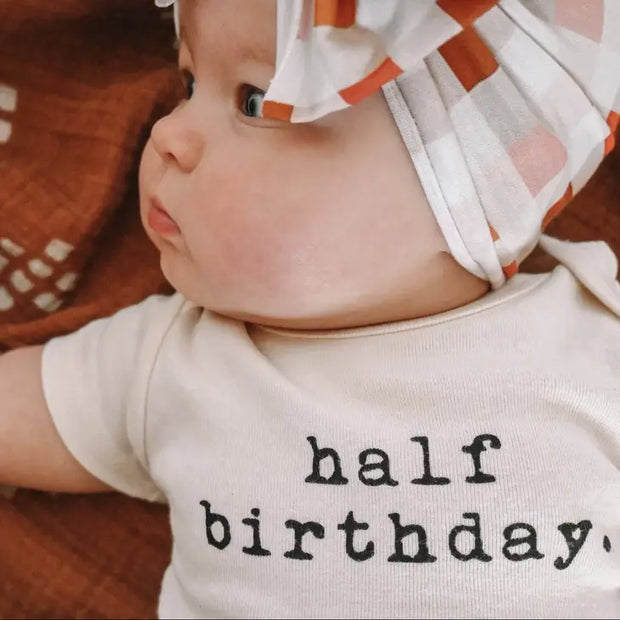 Half Birthday Organic Cotton Baby Bodysuit | Short Sleeve