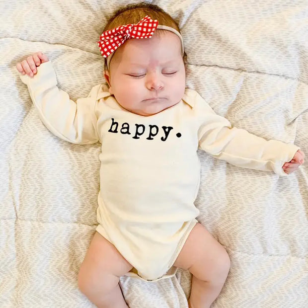 Happy Organic Cotton Baby Bodysuit | Long Sleeve