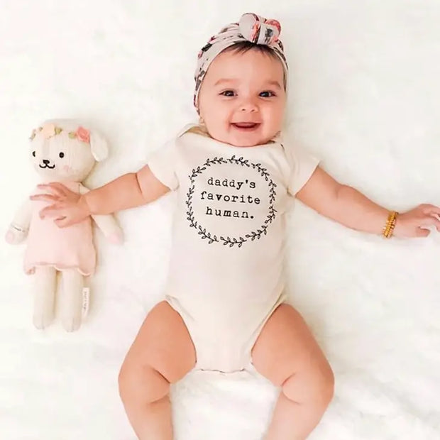 Daddys Favorite Human Organic Cotton Bodysuit | Short Sleeve