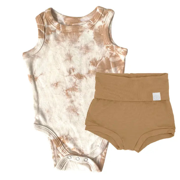 Tie Dye Tank Top Organic Cotton Bodysuit One Piece | Clay