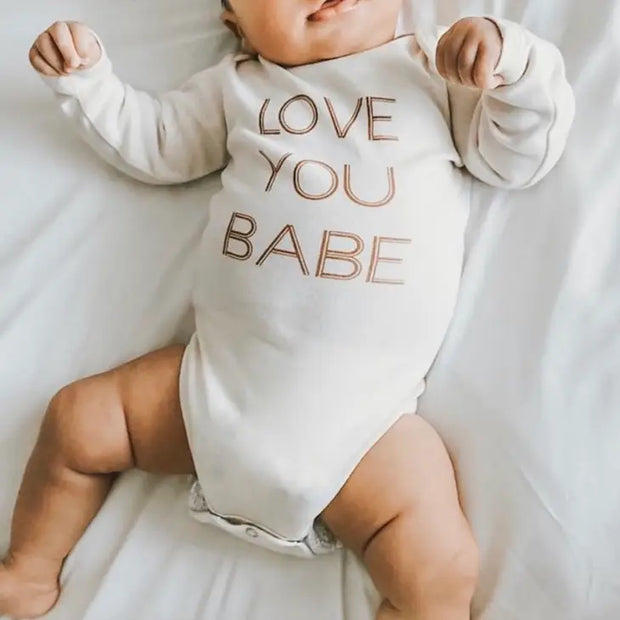 Love You Babe Organic Cotton Baby Bodysuit | Long Sleeve
