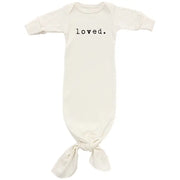 Loved Fold Over Mittens Long Sleeve Newborn Tie Gown