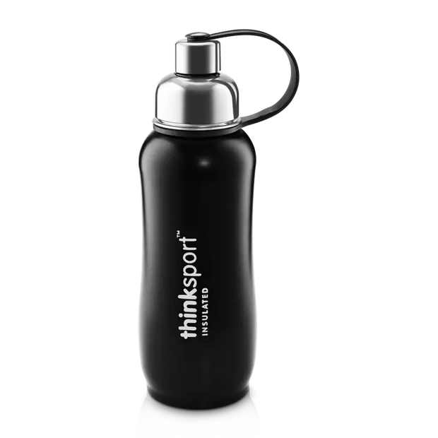 Insulated Sports Bottle - Coated Black