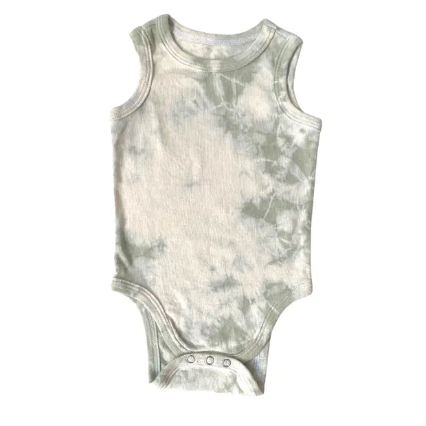 Tie Dye Tank Top Organic Cotton Bodysuit One Piece | Sage